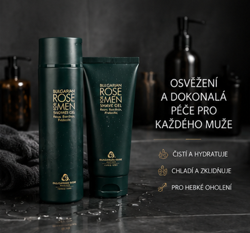 Luxusní pánská sada se sprchovým gelem a gelem na holení Bulharská Růže For Men