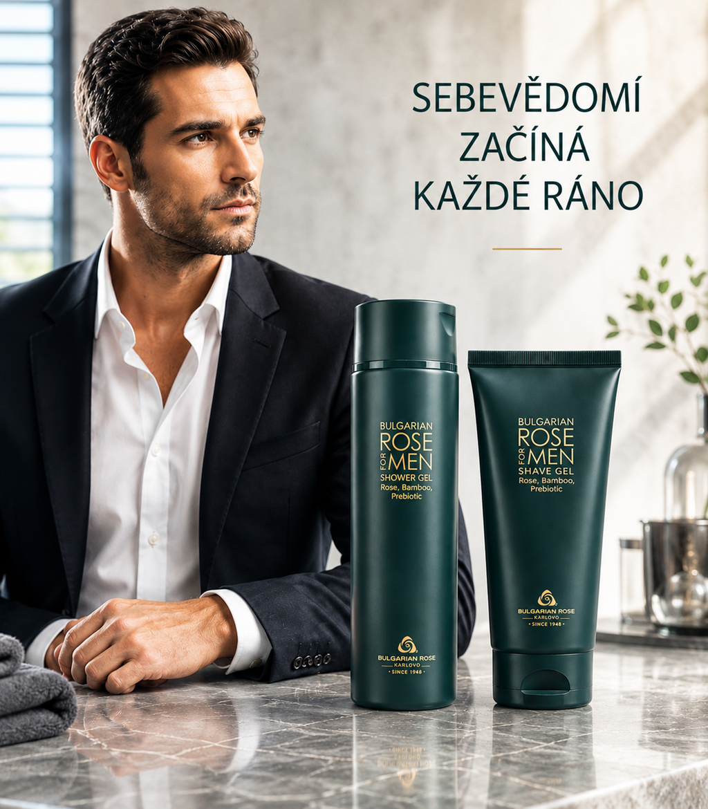 Luxusní pánská sada se sprchovým gelem a gelem na holení Bulharská Růže For Men